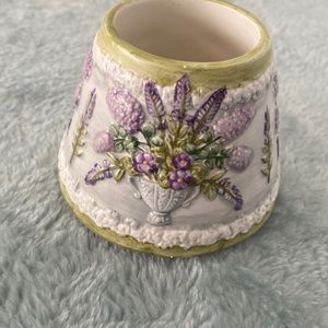 Yankee candle topper small with violet flowers and green for round candles